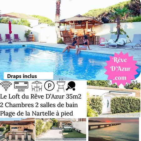 Reve D'Azur En Bord De Mer A La Nartelle Avec Piscine Dans La Residence, Terrasse, Bbq, 2 Chambres 2 Sdb Logement De 35M2 Draps Inclus Sainte-Maxime Exterior foto