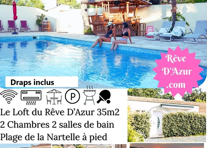 Reve D\'Azur En Bord De Mer A La Nartelle Avec Piscine Dans La Residence, Terrasse, Bbq, 2 Chambres 2 Sdb Logement De 35M2 Draps Inclus